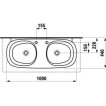 Раковина двойная Laufen MIMO шлифованная нижняя поверхность белая 1000x440 1855.7