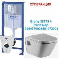 Унитаз подвесной Roca Gap с крышкой с доводчиком + Инсталляция Grohe 38750+346477000+801472004 