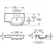 Умывальник Roca Meridian New 75 Х 46 правая полка A32724L000